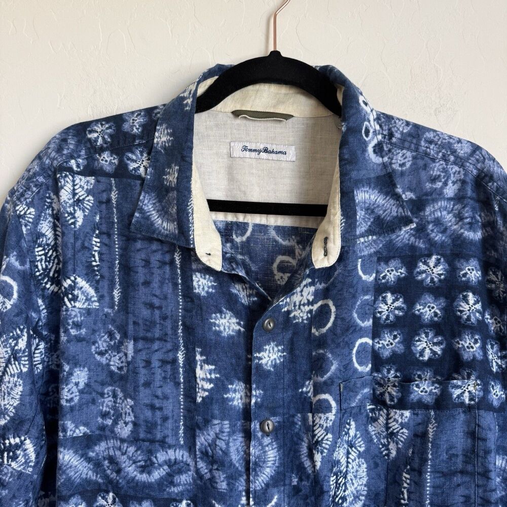 Tommy Bahama Medium Pina Shibori Linen Button Down Long Sleeve Shirt Vacation - Picture 3 of 9